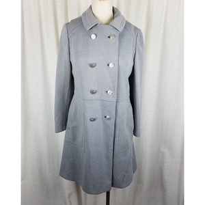 Vintage Mid Century Mod Double Breasted Woven Wool Swing Peacoat Cloak Womens S